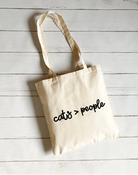Cats more than people canvas tote bag