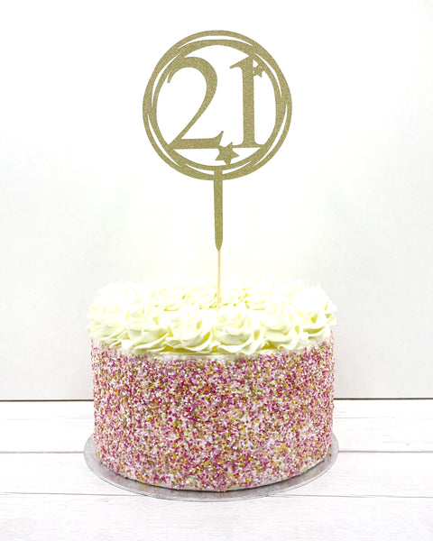 21st birthday cake topper, circle cake decoration, twenty first birthday props