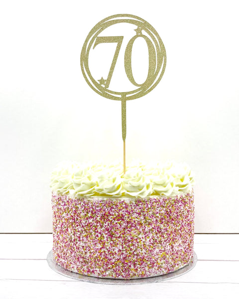 70th birthday cake topper, circle cake decoration, seventieth birthday props, turning seventy, 70