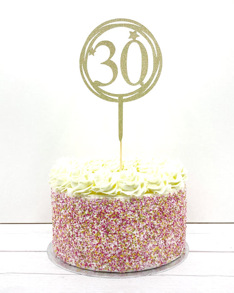 30th birthday cake topper, circle cake decoration, thirtieth birthday props