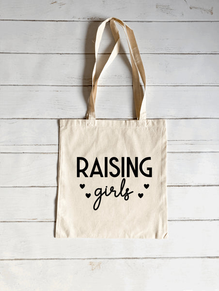 Raising girls canvas tote bag