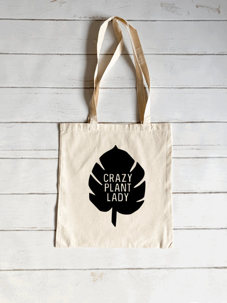 Crazy plant lady canvas tote bag