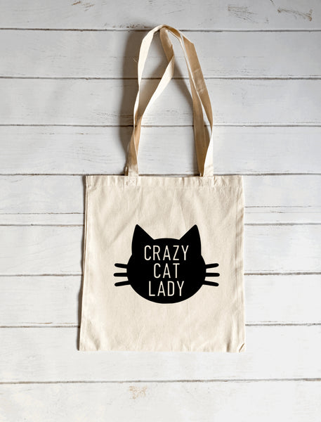 Crazy cat lady canvas tote bag