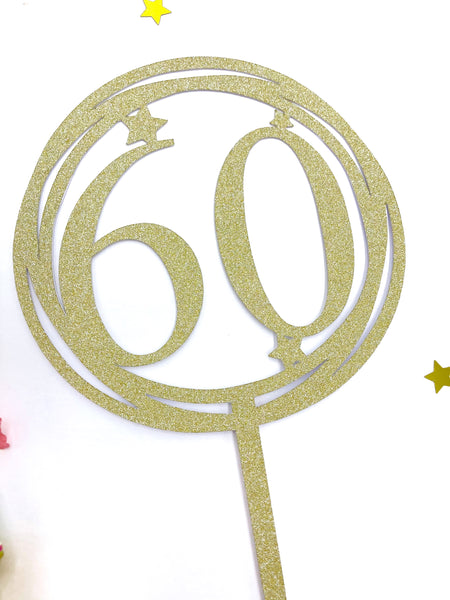 60th birthday cake topper, circle cake decoration, sixtieth birthday props, turning sixty