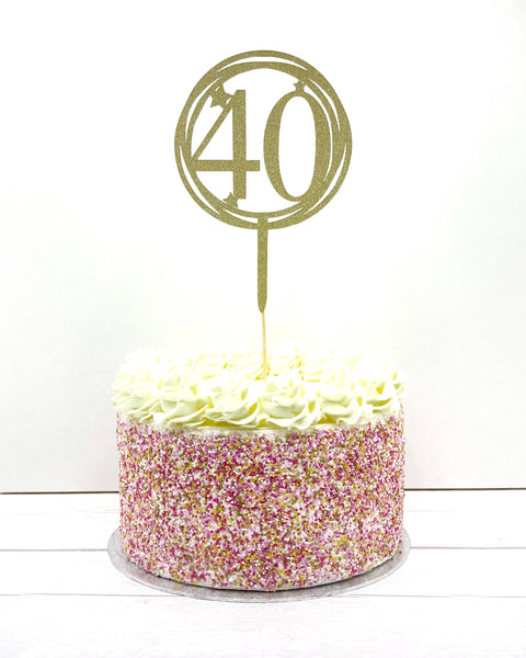 40th birthday cake topper, circle cake decoration, fourtieth birthday props