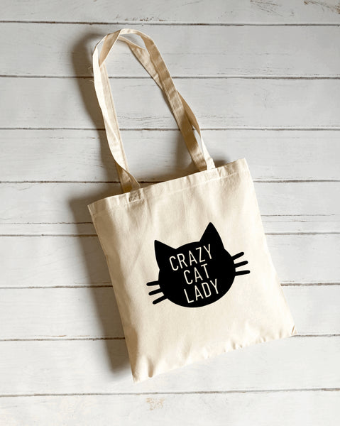 Crazy cat lady canvas tote bag