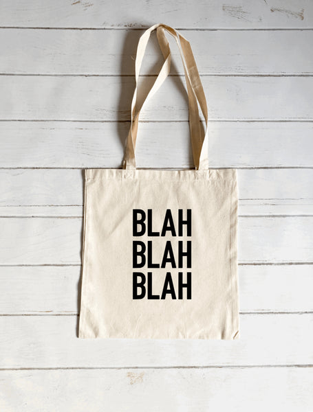 Blah blah blah canvas tote bag