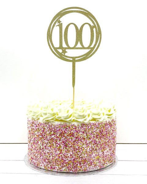 100th birthday cake topper, circle cake decoration, one hundredth birthday props, turning one hundred, 100