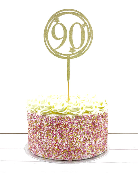 90th birthday cake topper, circle cake decoration, ninetieth birthday props, turning ninety, 90
