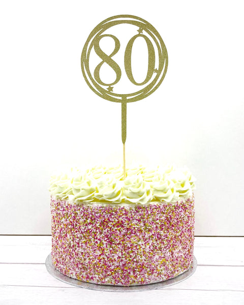 80th birthday cake topper, circle cake decoration, eightieth birthday props, turning eighty, 80