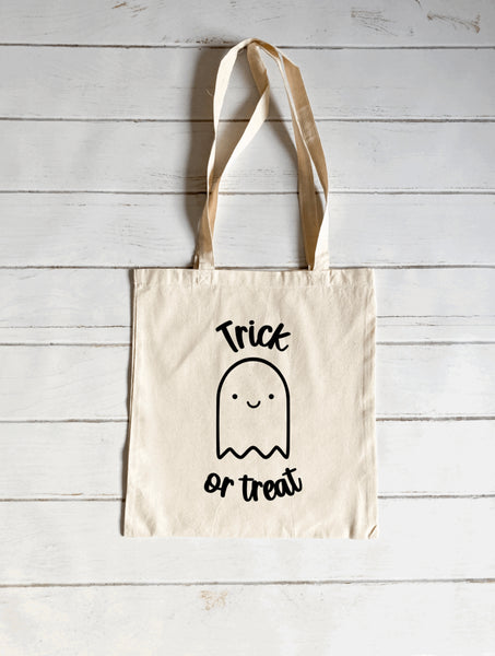 Ghost trick or treat tote bag