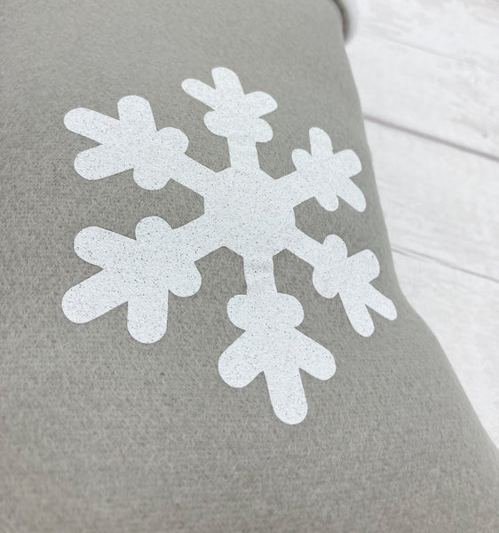 Personalised grey snowflake Christmas stocking