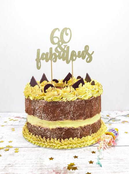60th cake topper, 60 & fabulous topper, age cake topper
