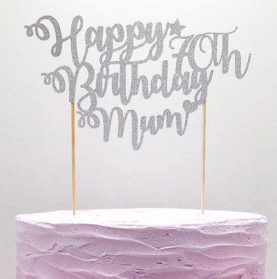 Happy 60th Birthday Mum Glitter Cake Topper for 60th Birthday 