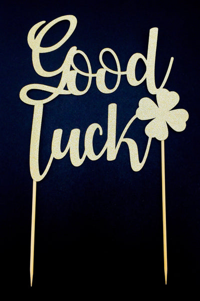 Good luck cake topper, glitter cake topper, leaving gifts, leaving party ideas, exam gifts