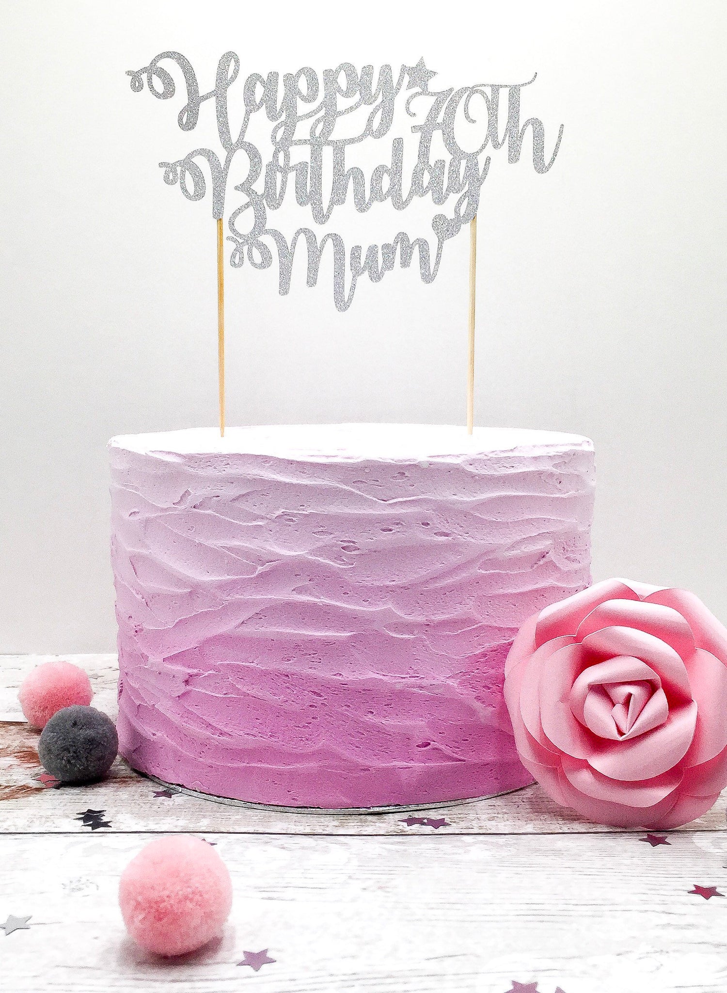 Happy 70th birthday Mum topper, mum cake topper, 70th birthday cake topper