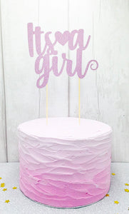 It's a girl cake topper, baby shower cake topper, baby girl party decor, new baby cake decorations