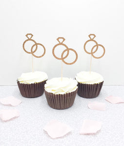 Rings cupcake toppers, hen party accessories, hen party cake toppers, engagement party cake toppers, hen do props, bachelorette decor