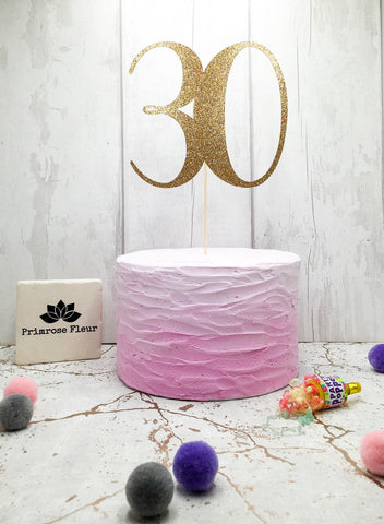 Age cake topper, 30 cake topper, birthday party ideas, glitter cake topper, birthday props