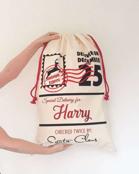 Personalised canvas Christmas gift sack