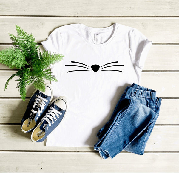 Cat whiskers ladies t shirt