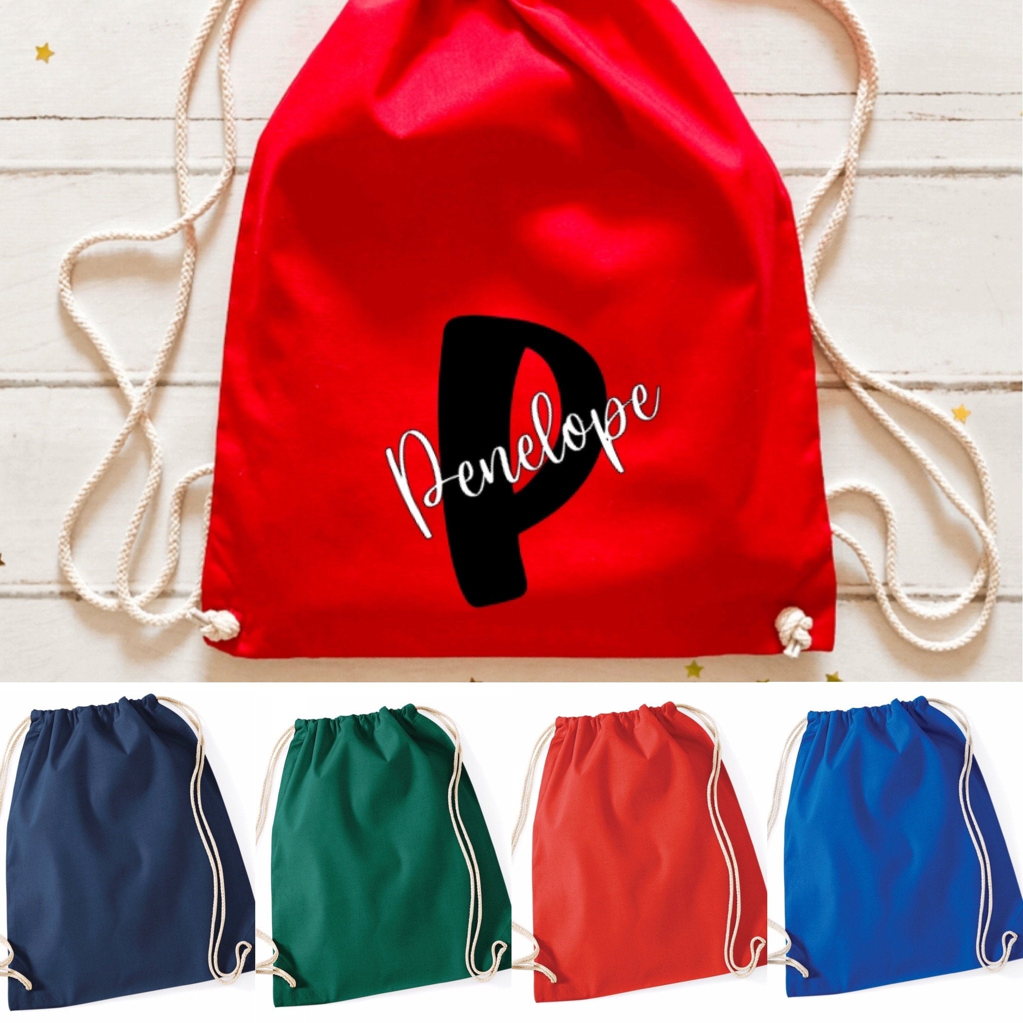 Personalised cotton school PE bag