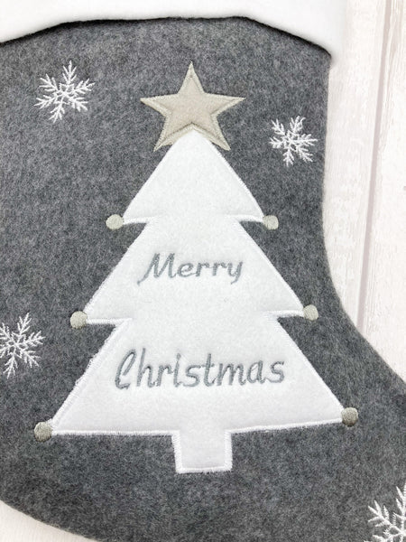 Personalised Christmas stocking with Christmas tree